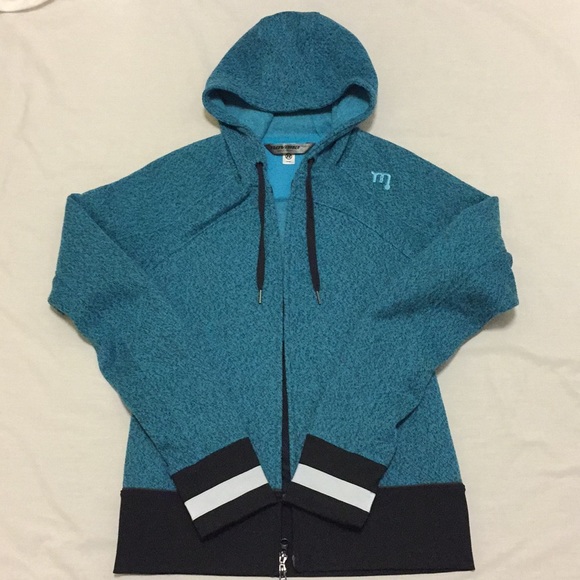 Novara Hoodie Blue Black Fleece Jacket - Picture 2 of 6